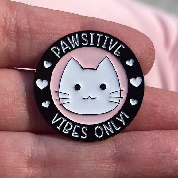 Pawsitive Vibes Only Cat Lover Positive Vibes Enamel Pin - Picture 6 of 8